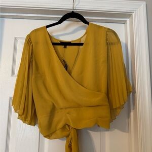 Elegant Mustard Wrap Top